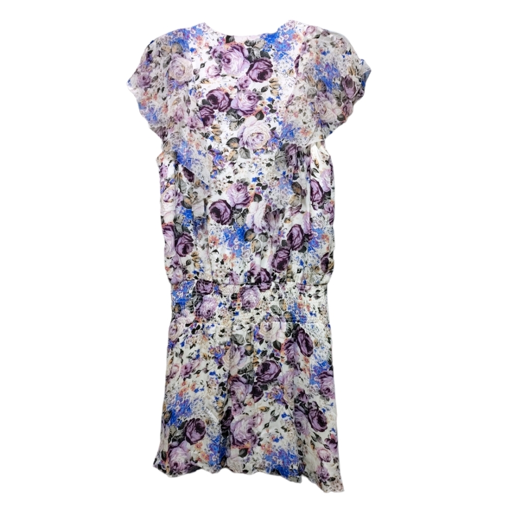 Parker Gabriella Floral Silk Shirt Sleeve Mini Dress Women's Size Medium M - Picture 12 of 14
